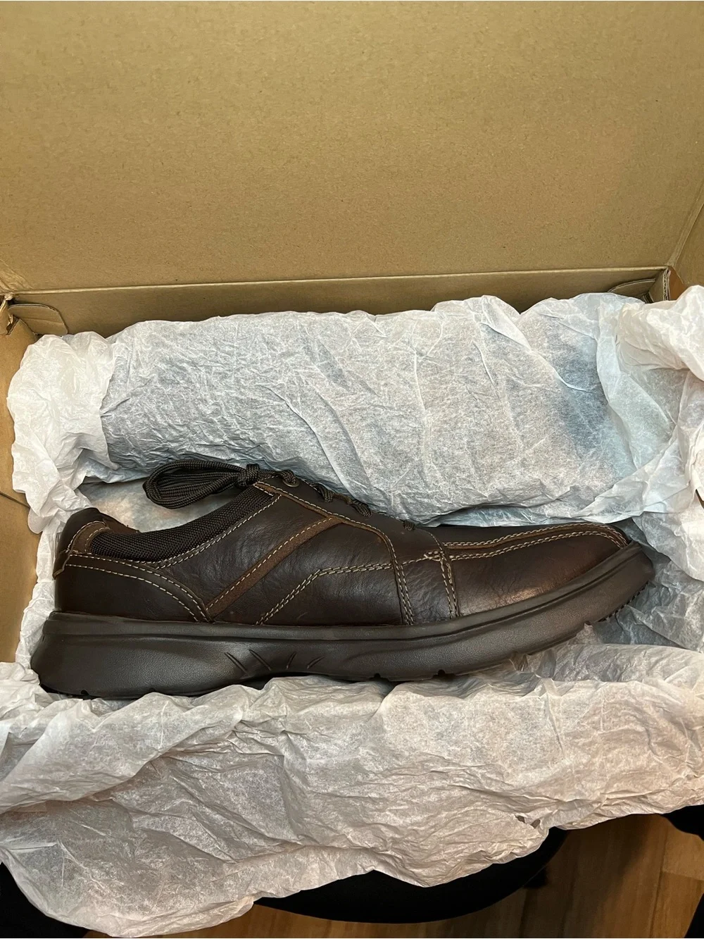 Clarks Men's Bradley Walk Dark Brown Tumbled Leather Oxford 13W New in box